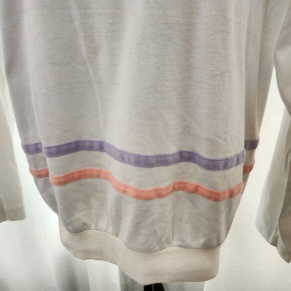 Dead Stock Vintage Aileen Shirt Embroidered Patch Floral Stripe Retro Large - Picture 3 of 13